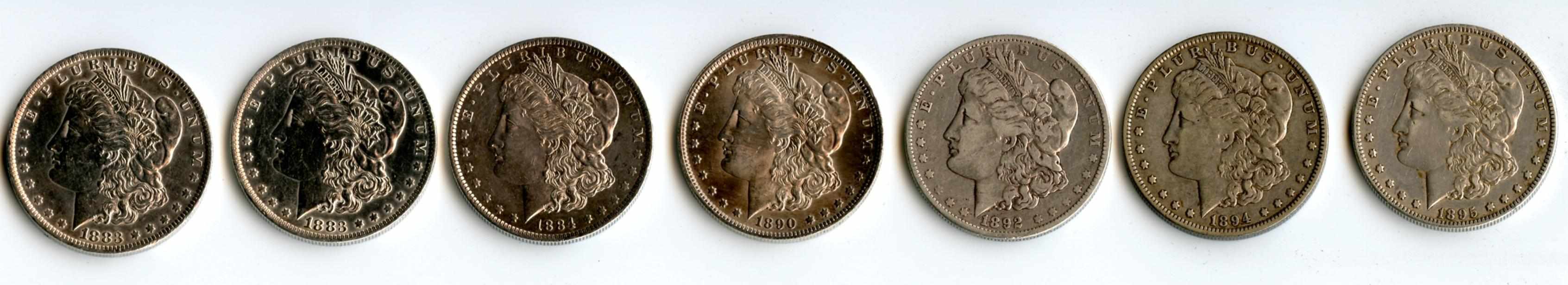 Appraisal: New Orleans Mint Morgan Dollars Included are -O -O -O