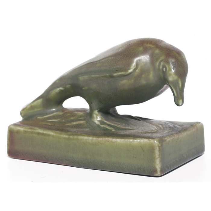 Appraisal: Good Rookwood paperweight rook covered in a green and brown