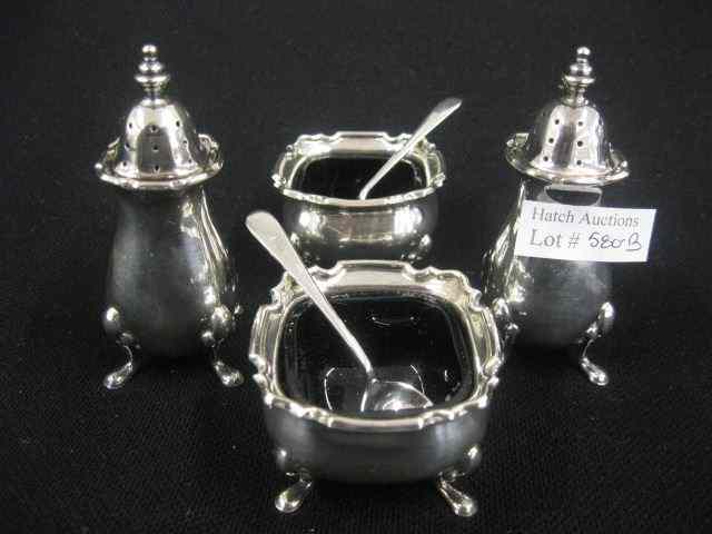 Appraisal: pc Tiffany Sterling Silver Salt Pepper Set includes two cobalt