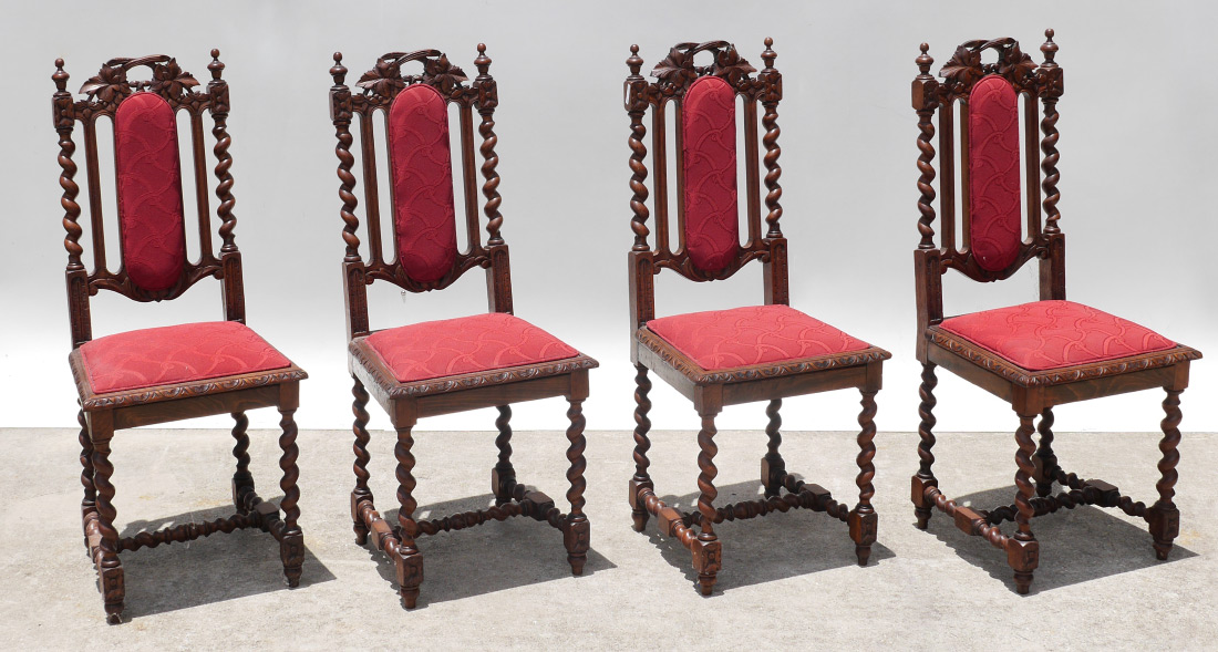 Appraisal: CARVED VICTORIAN SIDE CHAIRS Back with foliate carved top rail