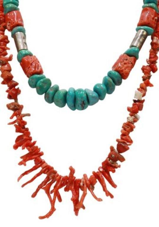 Appraisal: lot of Southwest beaded necklaces including branch coral necklace approx