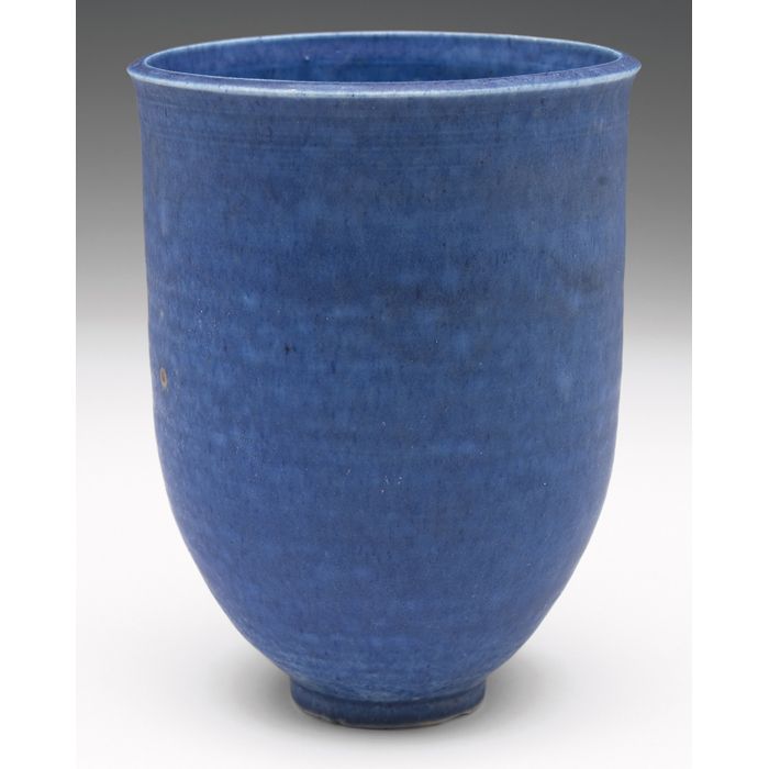 Appraisal: Unusual Laura Andreson vase tapered shape covered in a blue