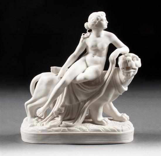 Appraisal: English or Continental parian figural group of Ariadne riding a