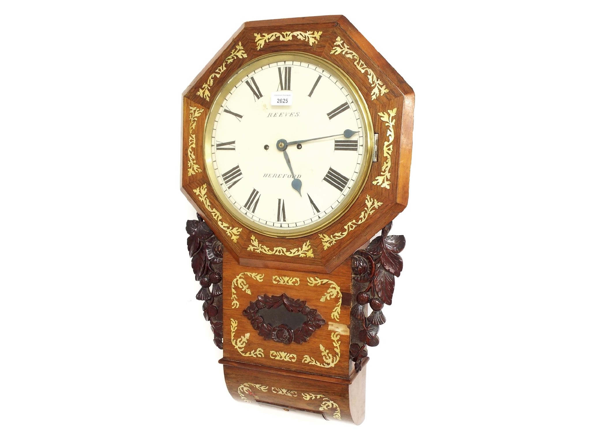 Appraisal: Rosewood double fusee drop dial wall clock signed Reeves Hereford