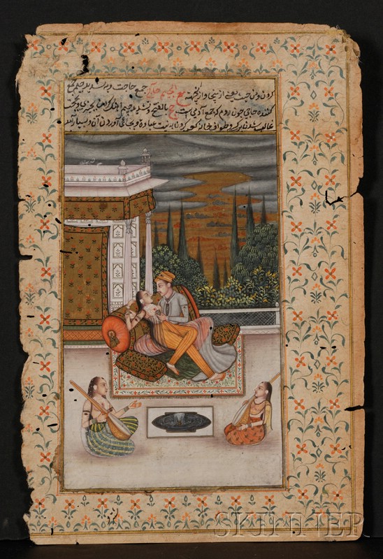 Appraisal: Indian Miniature Painting th century ink colors and gilt on