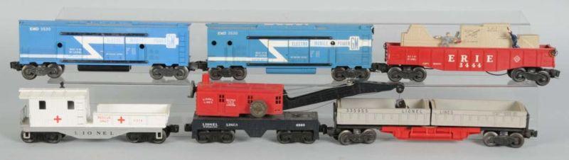 Appraisal: Lot of Lionel O-Gauge Freight Cars Description Post-war Includes medical