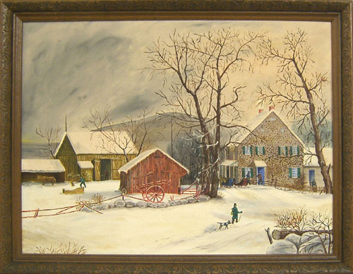 Appraisal: J Yannessa American th c oil on board winter landscape