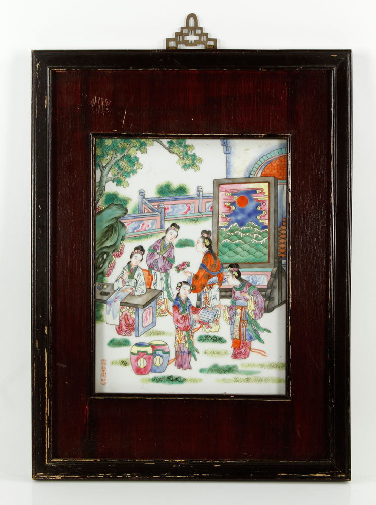 Appraisal: - Famille Rose Plaque Famille rose plaque China porcelain depicting