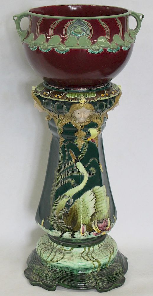 Appraisal: Julius Dressler Austrian Art Nouveau Jardiniere and Pedestal Includes a