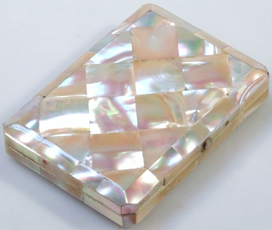 Appraisal: A Victorian mother of pearl card case the rectangular outline