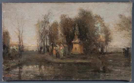 Appraisal: Continental School circa Figures Gathered in a Park oil on