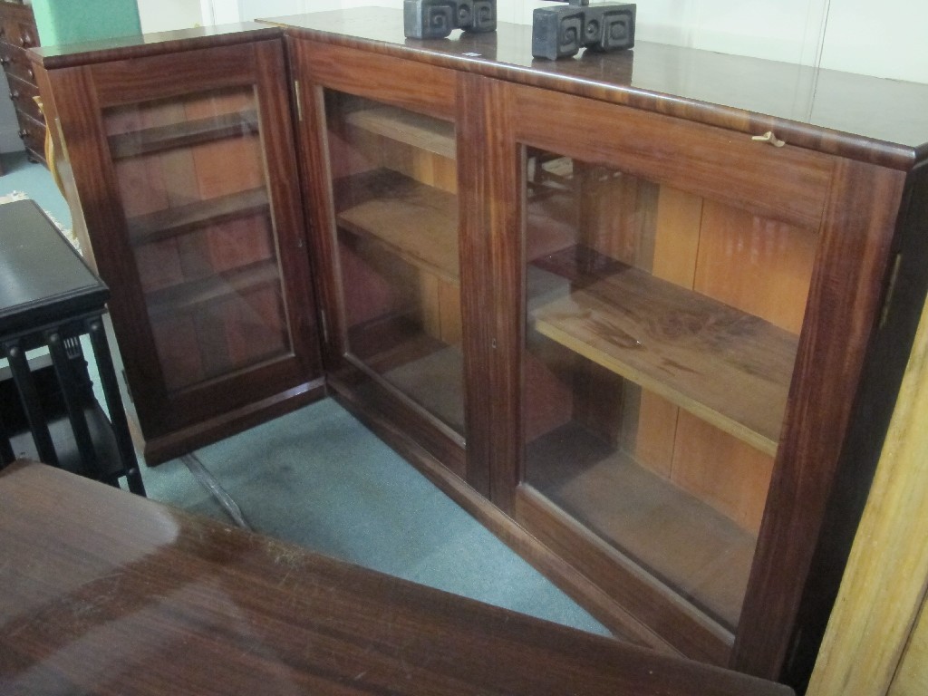 Appraisal: Late Victorian mahogany glazed three door bookcase Provenance The Property