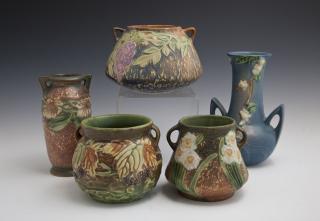 Appraisal: Five Roseville Vases mid th c consisting of Five Roseville