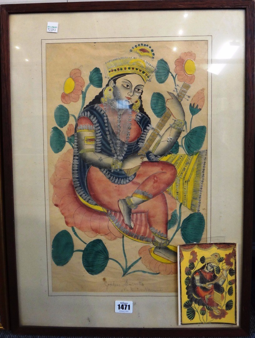 Appraisal: Indian school late th early th century a Kalighat painting