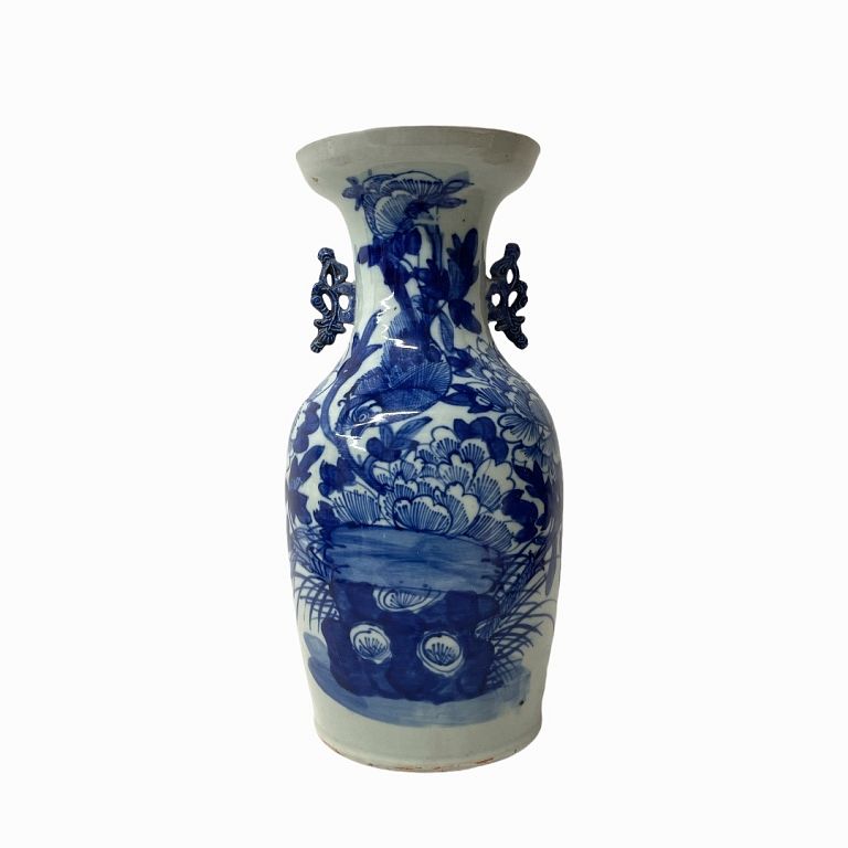 Appraisal: Porcelain Blue Flower Design Vase Porcelain Blue Flower Design Vase