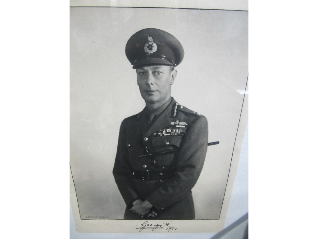 Appraisal: Framed photograph of George VI dated by Dorothy Wilding