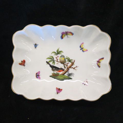 Appraisal: Herend Rothschild Porcelain Dish bird butterfly insect decor x excellent