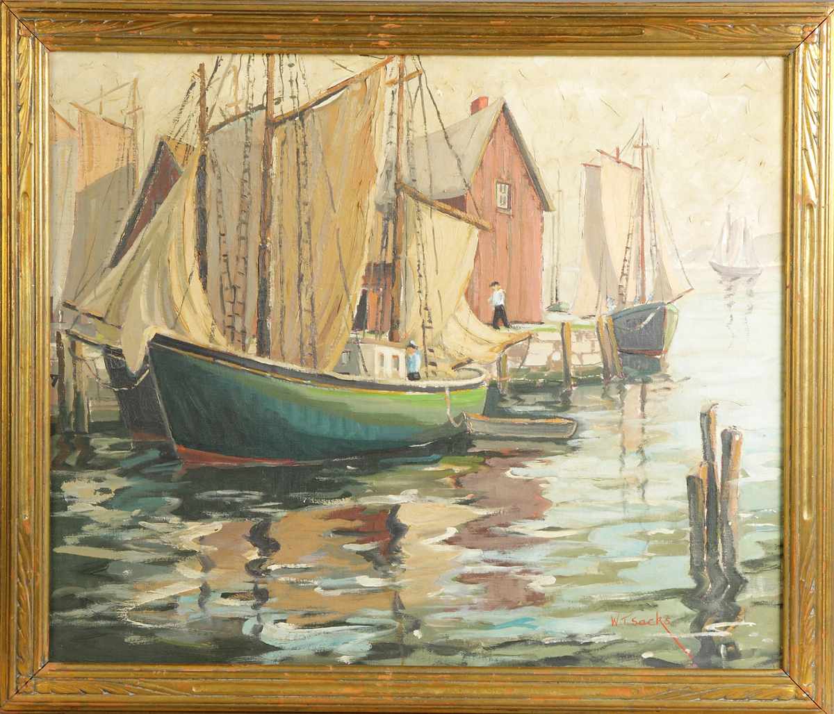 Appraisal: Walter Thomas Sacks American - Harbor Scene Sgn Lower right