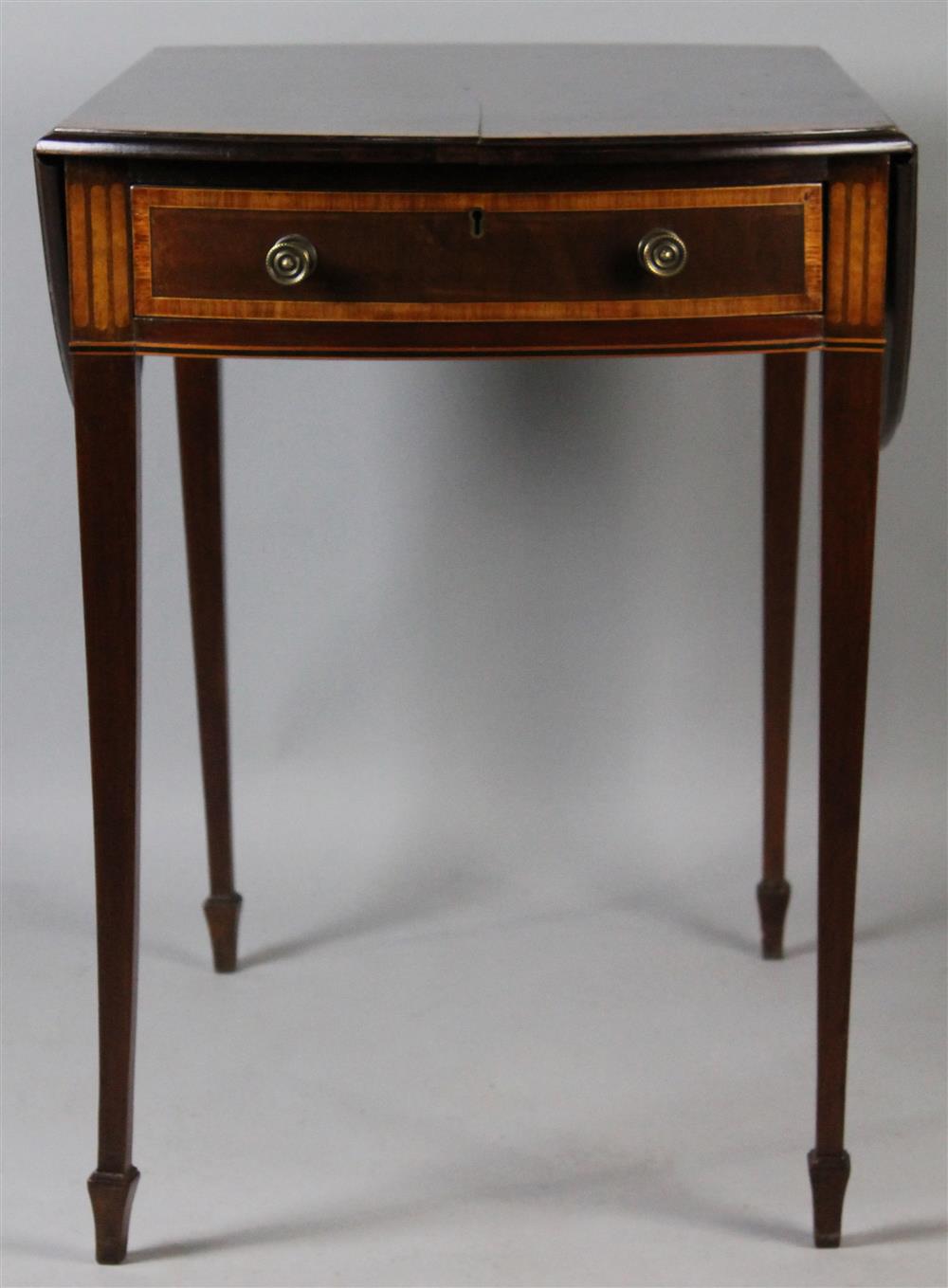 Appraisal: HEPPLEWHITE STYLE INLAID MAHOGANY PEMBROKE TABLE the rectangular top with