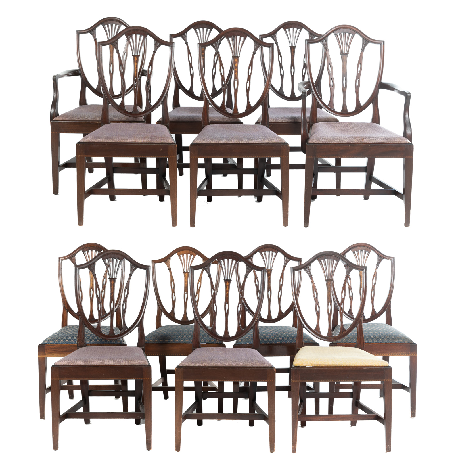 Appraisal: POTTHAST BROTHERS INLAID MAHOGANY DINING CHAIRS Second half th century