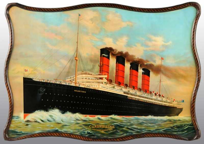 Appraisal: Tin Cunard Line Boat Advertising Sign Description Beautiful image of