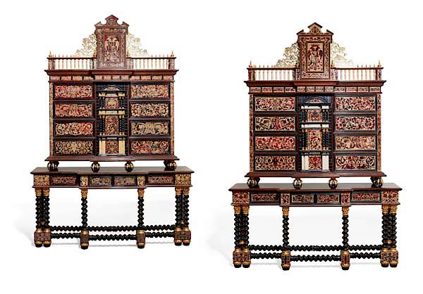 Appraisal: Pair Spanish Baroque style cabinets on stands An impressive pair