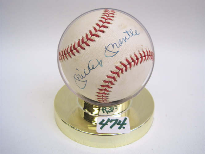 Appraisal: MICKEY MANTLE SIGNED BASEBALL purportedly acquired from Mantel some plus