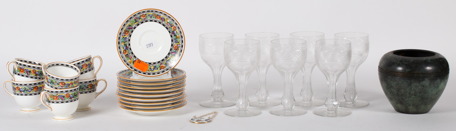 Appraisal: Assortment of items including seven glass stems Wedgwood cups and