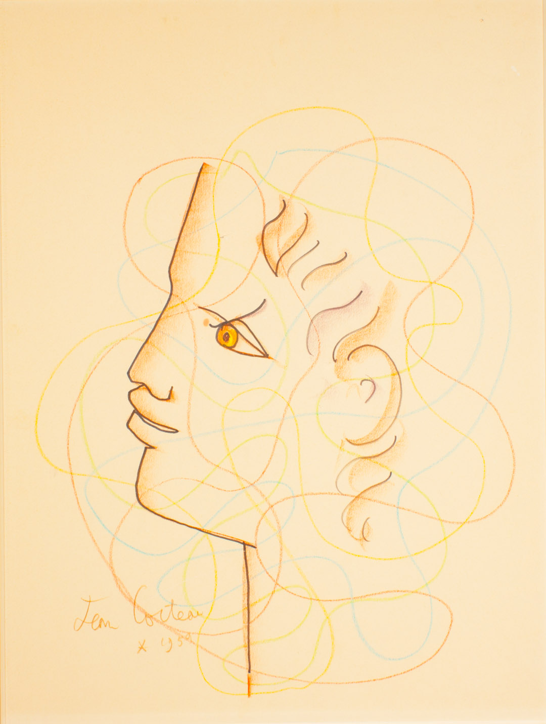 Appraisal: Jean Cocteau Orpheus mixed media drawing French - marker and