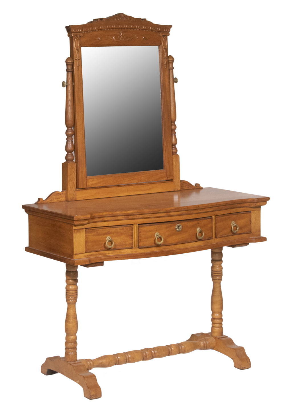 Appraisal: DRESSING TABLE WITH MIRROR Custom Serpentine Front Vanity Table in