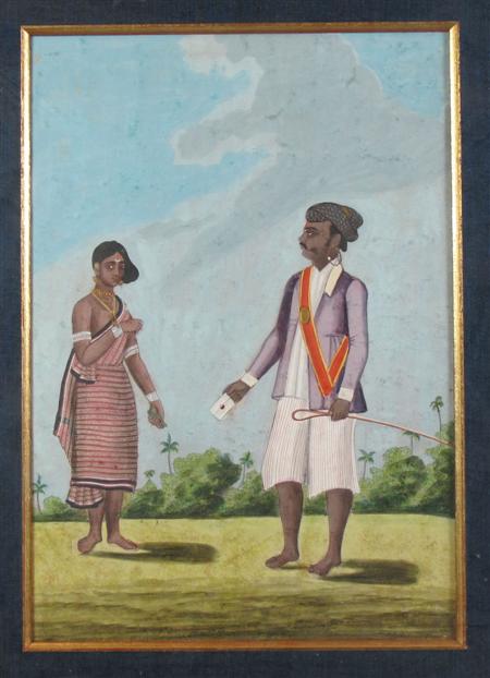 Appraisal: An Indian painting gouache on paper depicting a man and