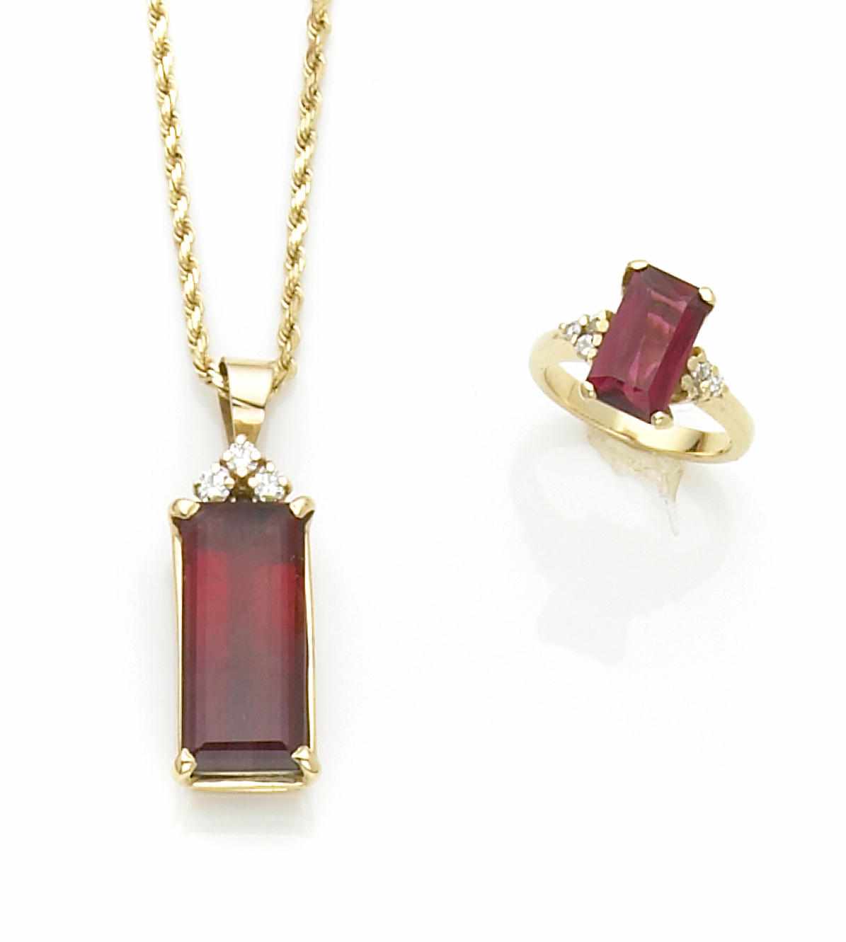 Appraisal: Bi-Color Tourmaline and Diamond Pendant Together with a Rubellite Tourmaline