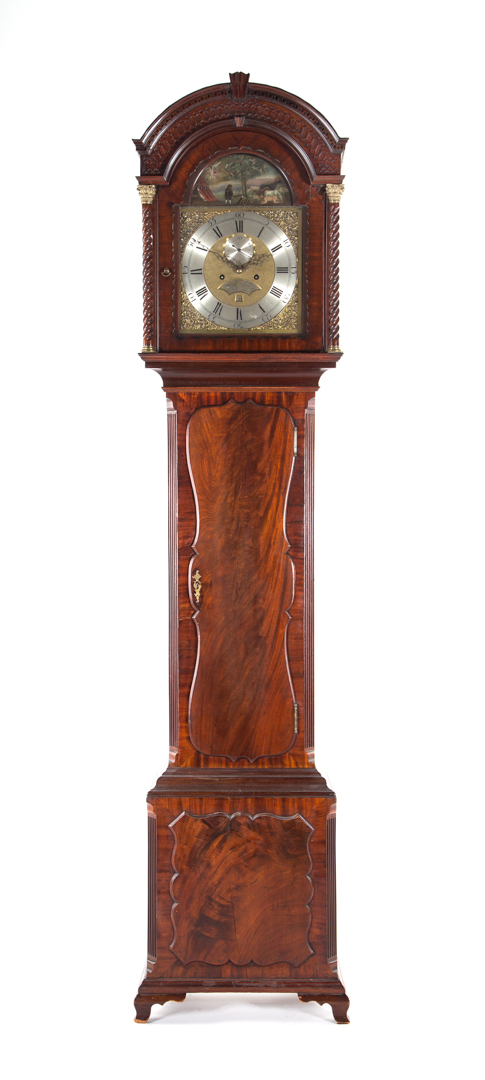 Appraisal: George III mahogany tall-case clock circa works with engraved brass