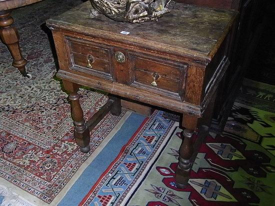 Appraisal: AN ANTIQUE OAK SIDE TABLE with one long moulded front