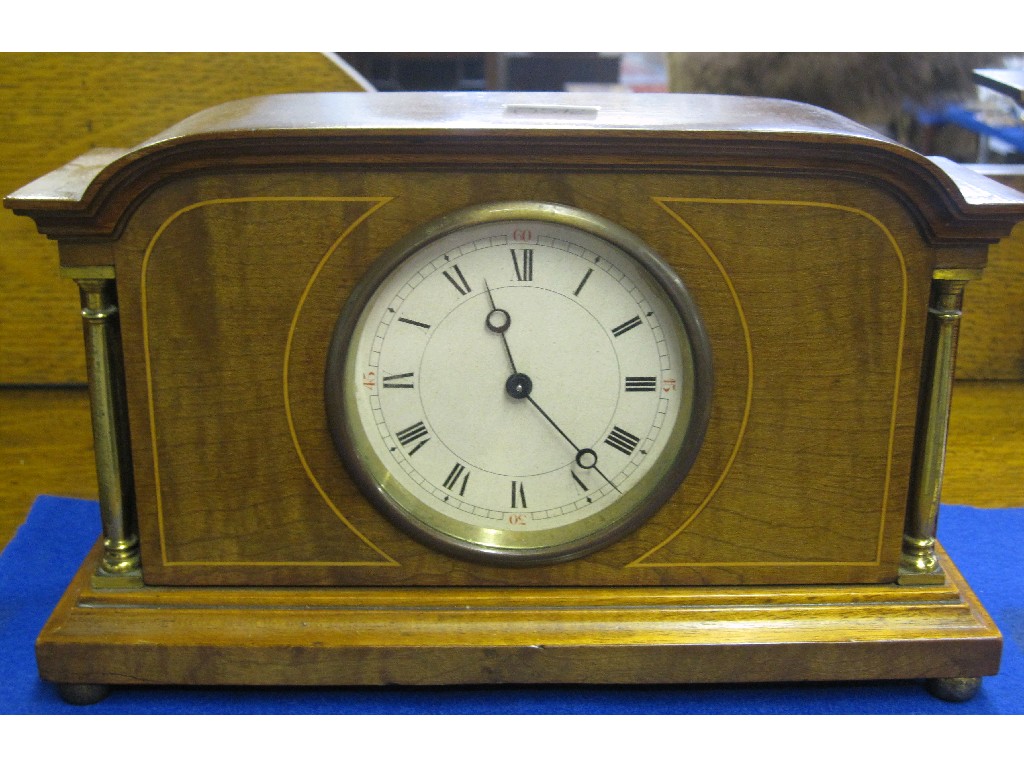 Appraisal: Edwardian mahogany mantle clock with brass columns