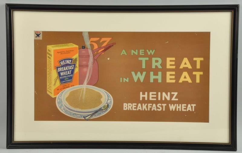 Appraisal: Heniz Breakfast Wheat Cardboard Sign Framed This Heniz Breakfast Wheat