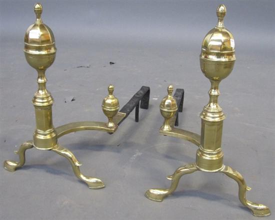 Appraisal: PAIR BRASS ANDIRONS