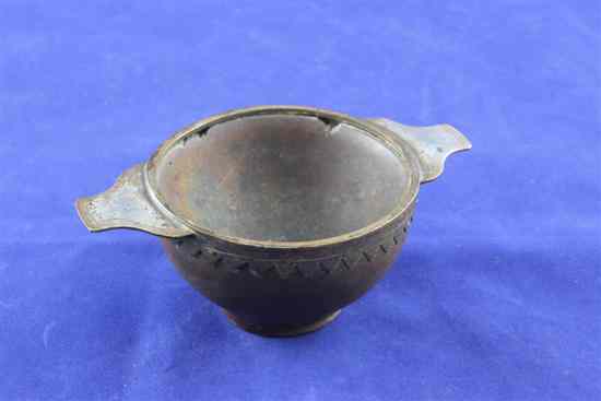 Appraisal: A late th century Scottish silver mounted walnut quaich with