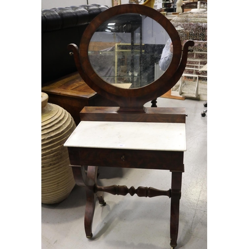 Appraisal: Antique French Empire style dressing table with marble top approx