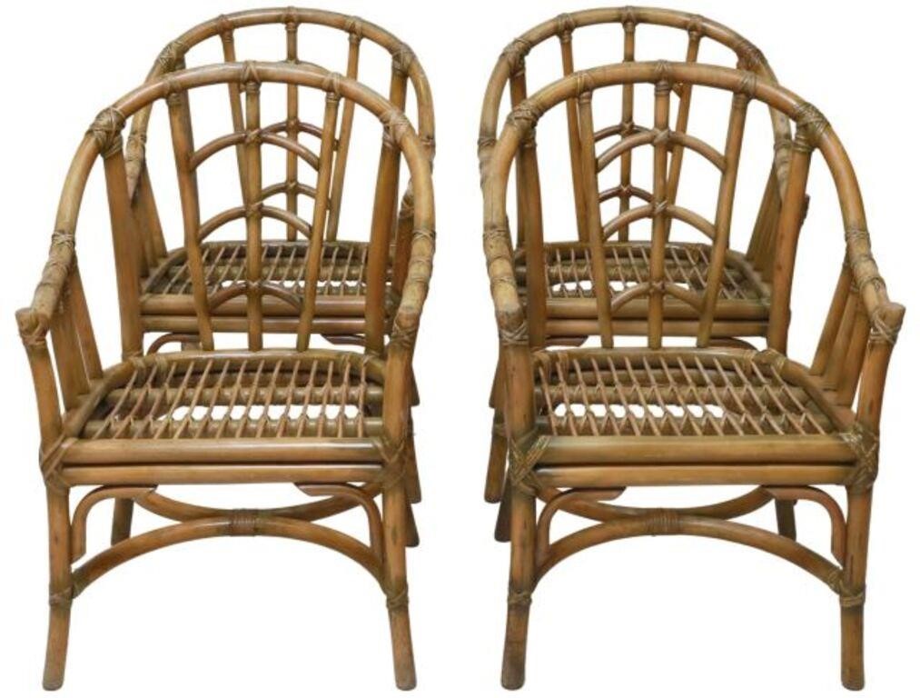 Appraisal: lot of Vintage bamboo and rattan armchairs second half th