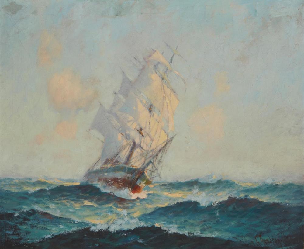 Appraisal: George Thompson Pritchard - Reseda CA Sailing ship underway Oil