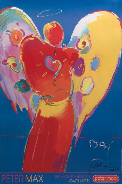 Appraisal: PETER MAX GERMAN AMERICAN B x Red Angel With Heart