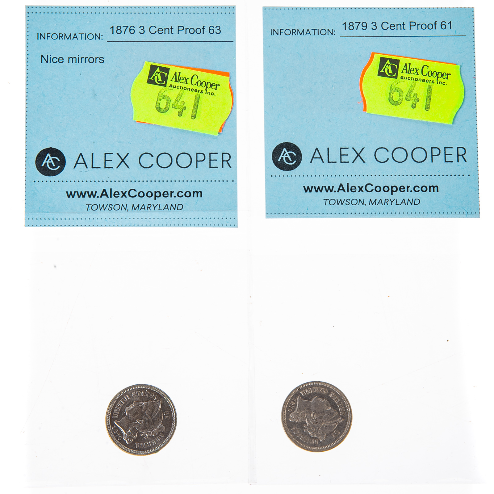 Appraisal: A PAIR OF CENT NICKEL PROOFS Proof with nice mirrors