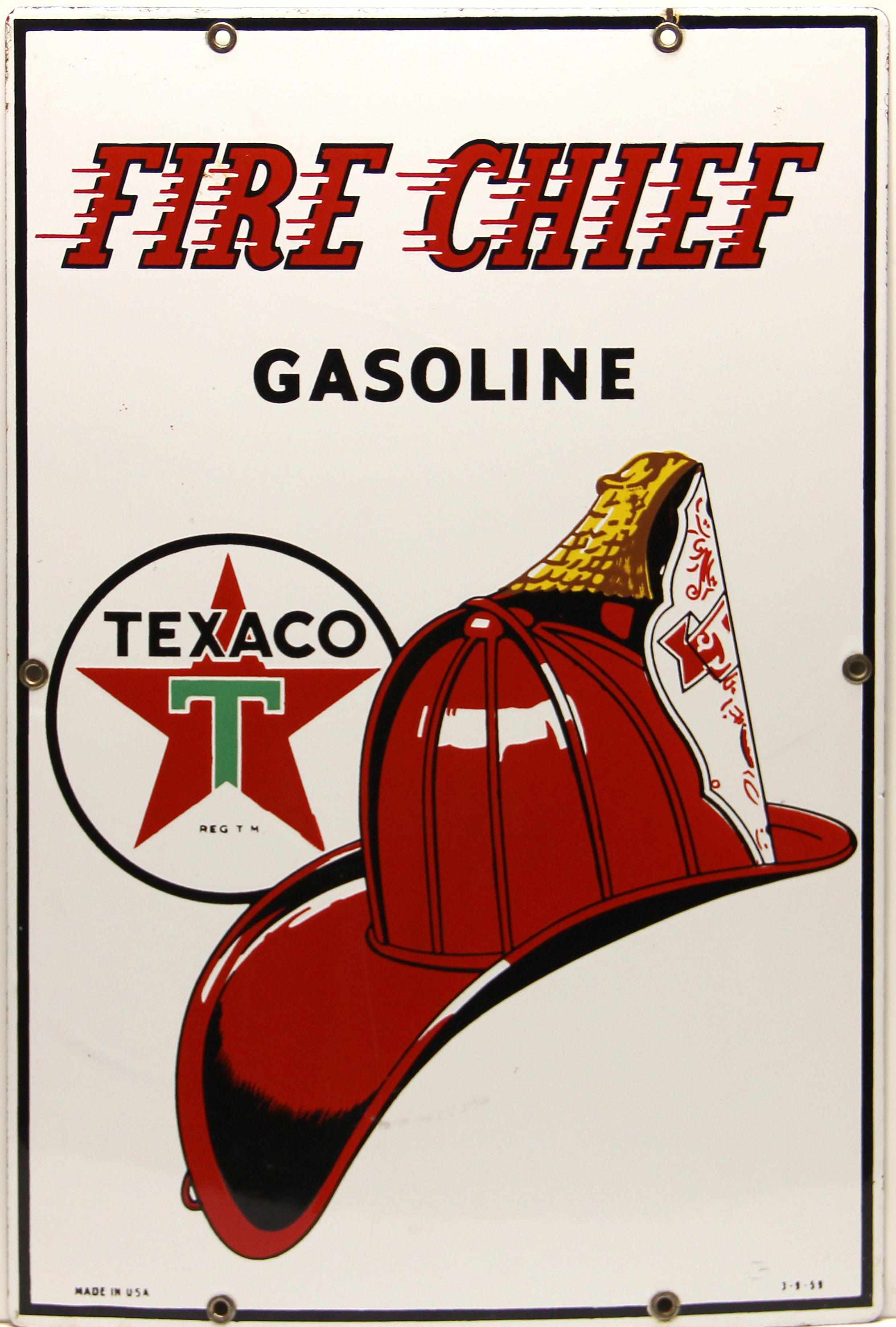 Appraisal: A fine Texaco Fire chief pump plate multi-colored porcelain enamel