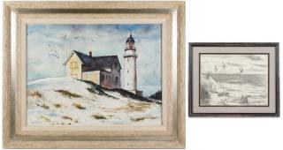 Appraisal: Two Ben Shute Works on Paper Seaside Scenes Benjamin Edgar