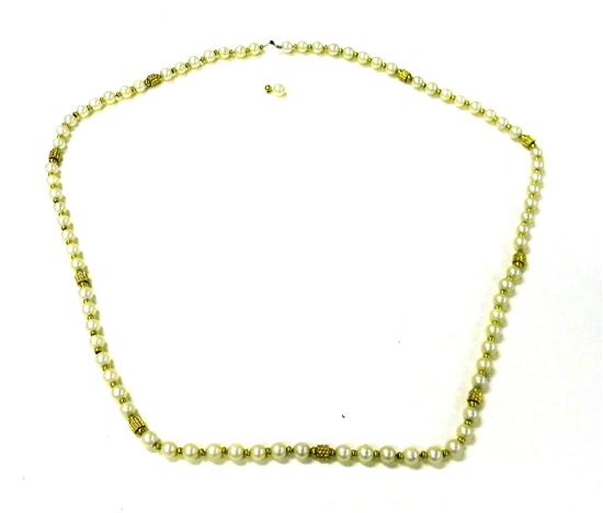 Appraisal: JEWELRY Cultured pearl and gold bead necklace K yellow gold