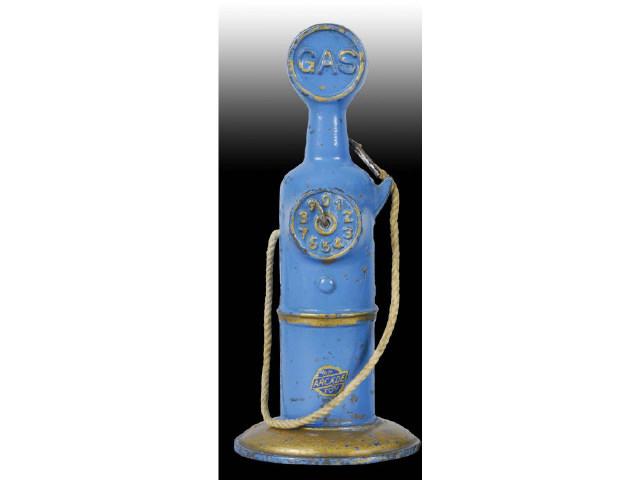 Appraisal: Blue Cast Iron Arcade Gas Pump Description Blue and gold