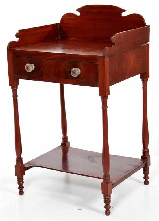 Appraisal: Federal mahogany washstand mid-Atlantic states circa rectangular top with shaped