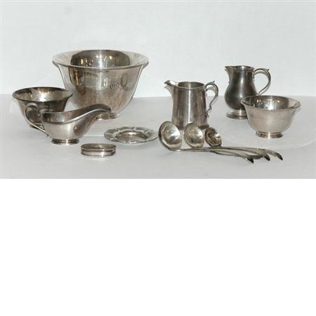 Appraisal: Group of Arthur Stone Sterling Silver Holloware and Flatware Serving