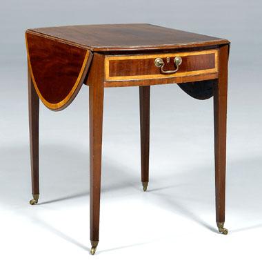 Appraisal: George III inlaid Pembroke table mahogany dovetailed drawer with oak